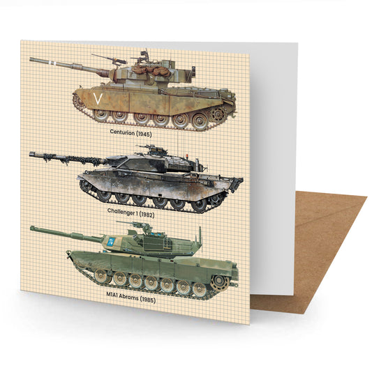 Tank Greetings Card (150x150 Blank)